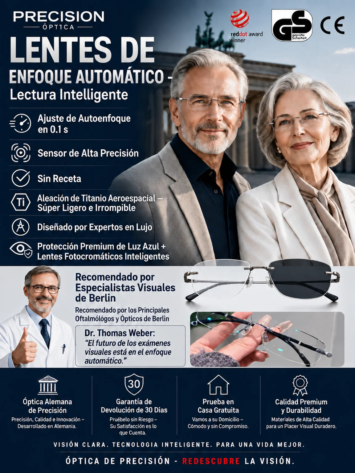 【Sin necesidad de examen de la vista】 Óptica de Jena - Lentes con enfoque automático