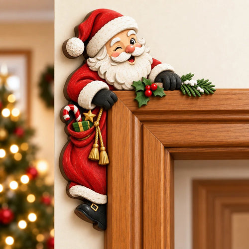 🎅Christmas Peekaboo Door Frame Corner Decor – 3D Holiday Character Decoration🎅