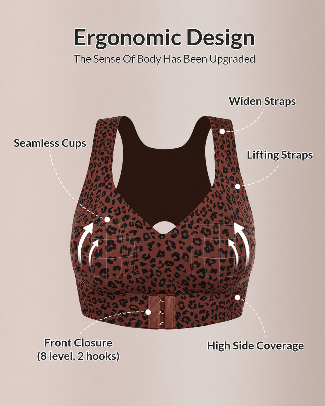 Cross Back Front Closure Wireless Posture Support Bra