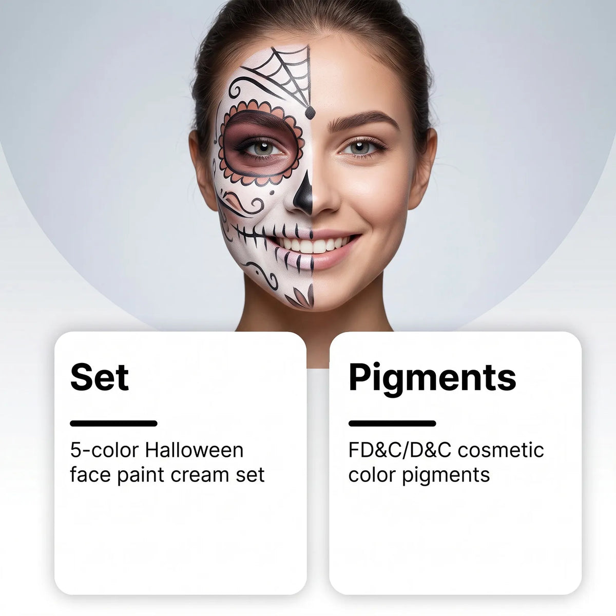 💀5 Colors Halloween Face Paint Cream Set ✨Water Washable Skeleton Makeup Body Paint For Party Stage Cosplay