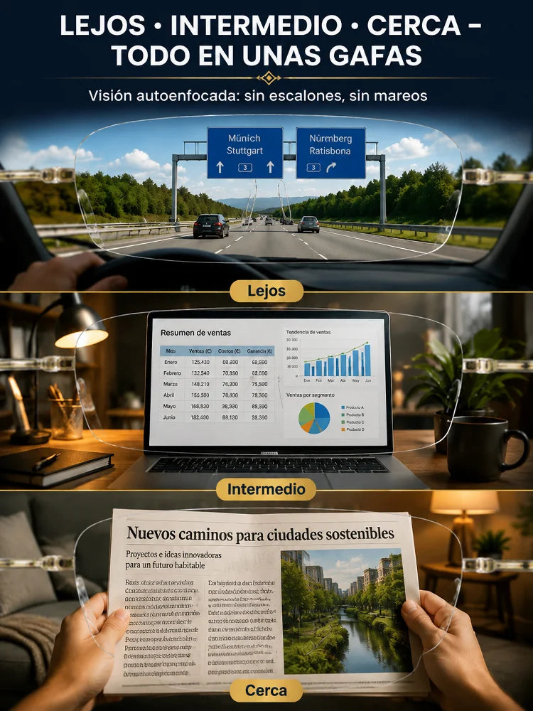 Gafas inteligentes sin marco con zoom HD para adultos mayores