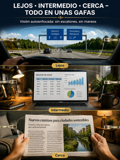 Gafas inteligentes sin marco con zoom HD para adultos mayores