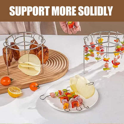 Air Fryer Grill Skewer Rack with 24 Vertical Stainless Steel Kabob Skewers
