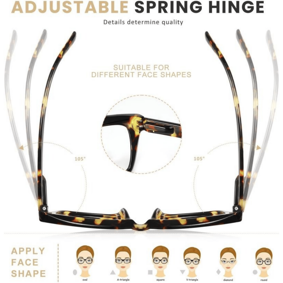 ✨Buy 1 get 3 packs👓Tortoiseshell Reading Glasses – Blue Light Blocking Oversized Square Readers