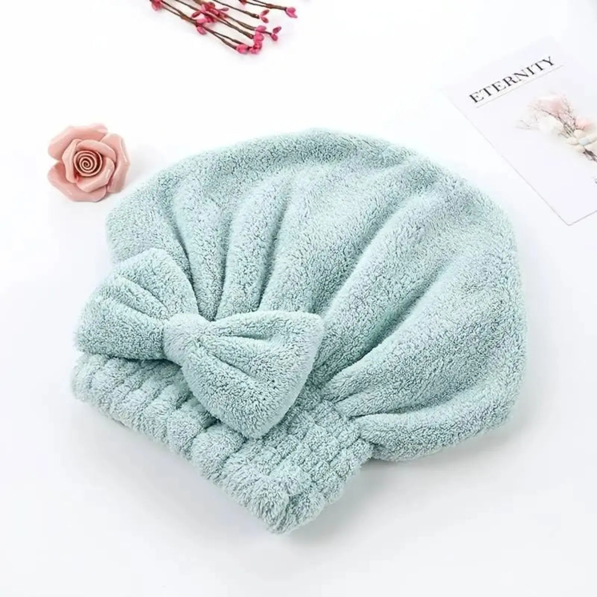 🎀💖2-Piece Ultra-Absorbent Hair Drying Towel Cap Set, Soft Bow Wrap for Shower & Travel✨🧖‍♀️🚿😂