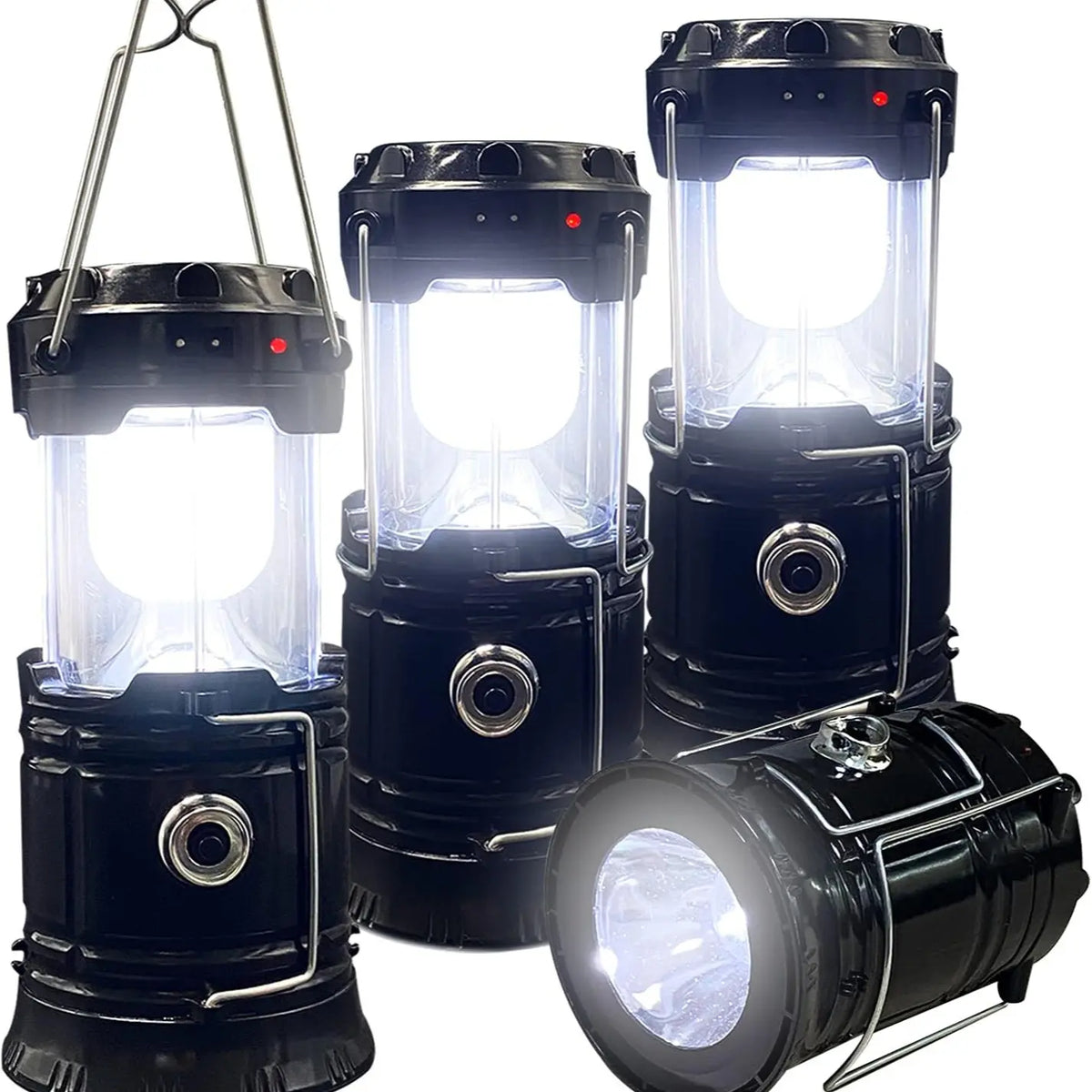 Rechargeable Solar Camping Lanterns – Foldable LED Lights with Magnetic Base & Hanging Hook for Camping, Hiking & Emergencies