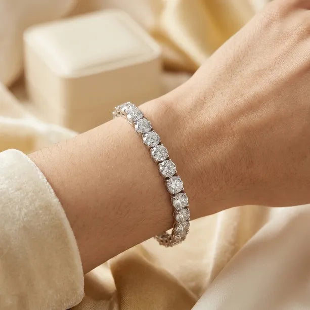 Classic 4mm D-Color Moissanite Tennis Bracelet – 14K Gold Plated with Double Safety Clasp-Last Day Sale-90% OFF🔥