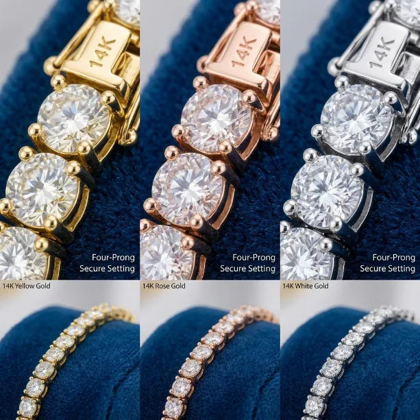 Classic 4mm D-Color Moissanite Tennis Bracelet – 14K Gold Plated with Double Safety Clasp-Last Day Sale-90% OFF🔥