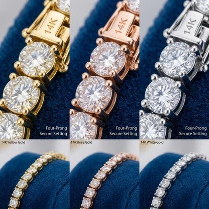 Classic 4mm D-Color Moissanite Tennis Bracelet – 14K Gold Plated with Double Safety Clasp-Last Day Sale-90% OFF🔥
