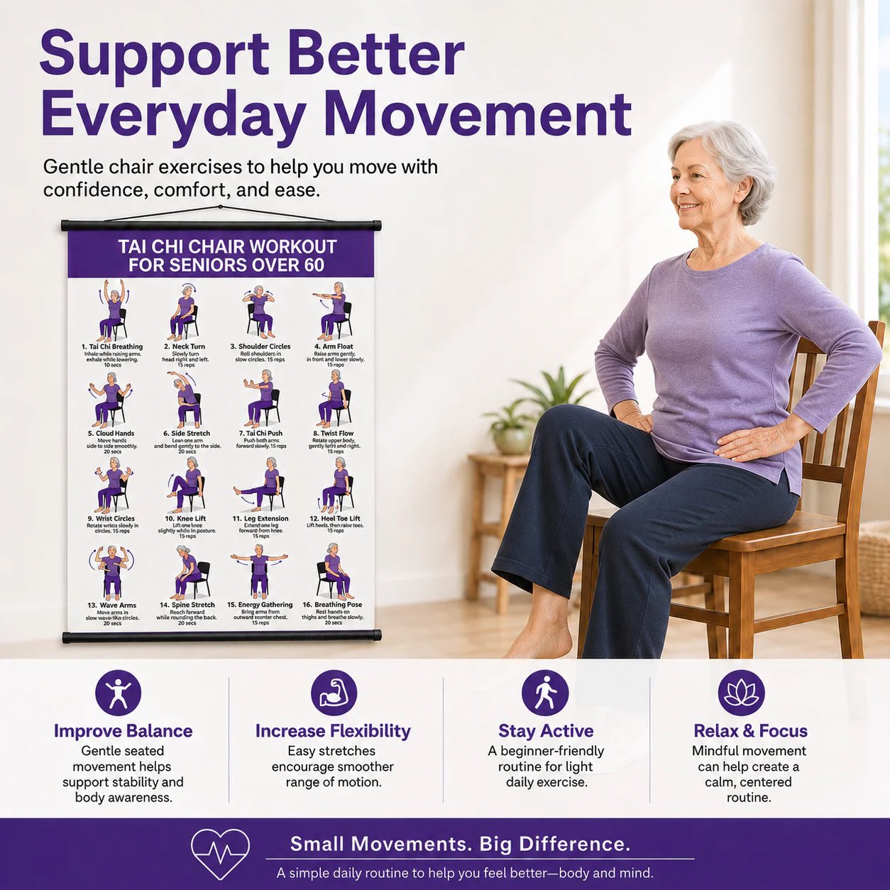 🔥Tai Chi Chair Workout Chart for Seniors