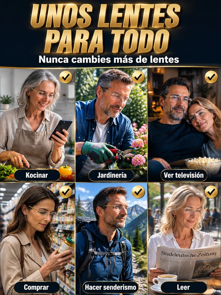Gafas inteligentes sin marco con zoom HD para adultos mayores