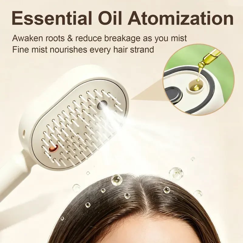 3-in-1 Electric MistDetangling Brush for Frizz& Scalp Massage