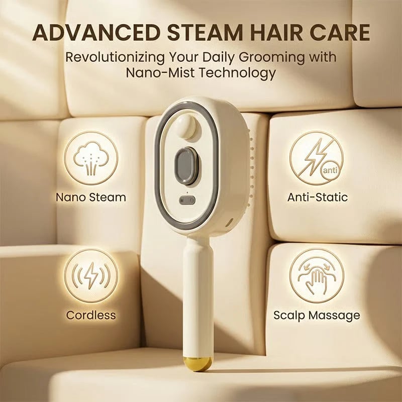 3-in-1 Electric MistDetangling Brush for Frizz& Scalp Massage
