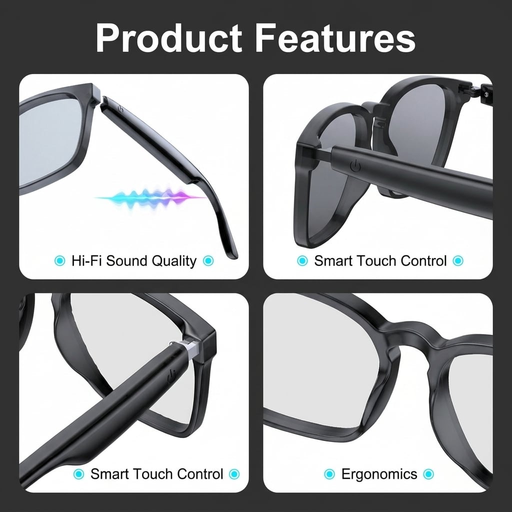 👓 All-weather on-body AI assistant, real-time multilingual simultaneous translation, seamless cross-border communication, all-round AI recognition for everything, on-body professional recorder, hands-free calls, music playback