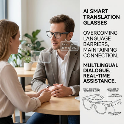 👓 All-weather on-body AI assistant, real-time multilingual simultaneous translation, seamless cross-border communication, all-round AI recognition for everything, on-body professional recorder, hands-free calls, music playback