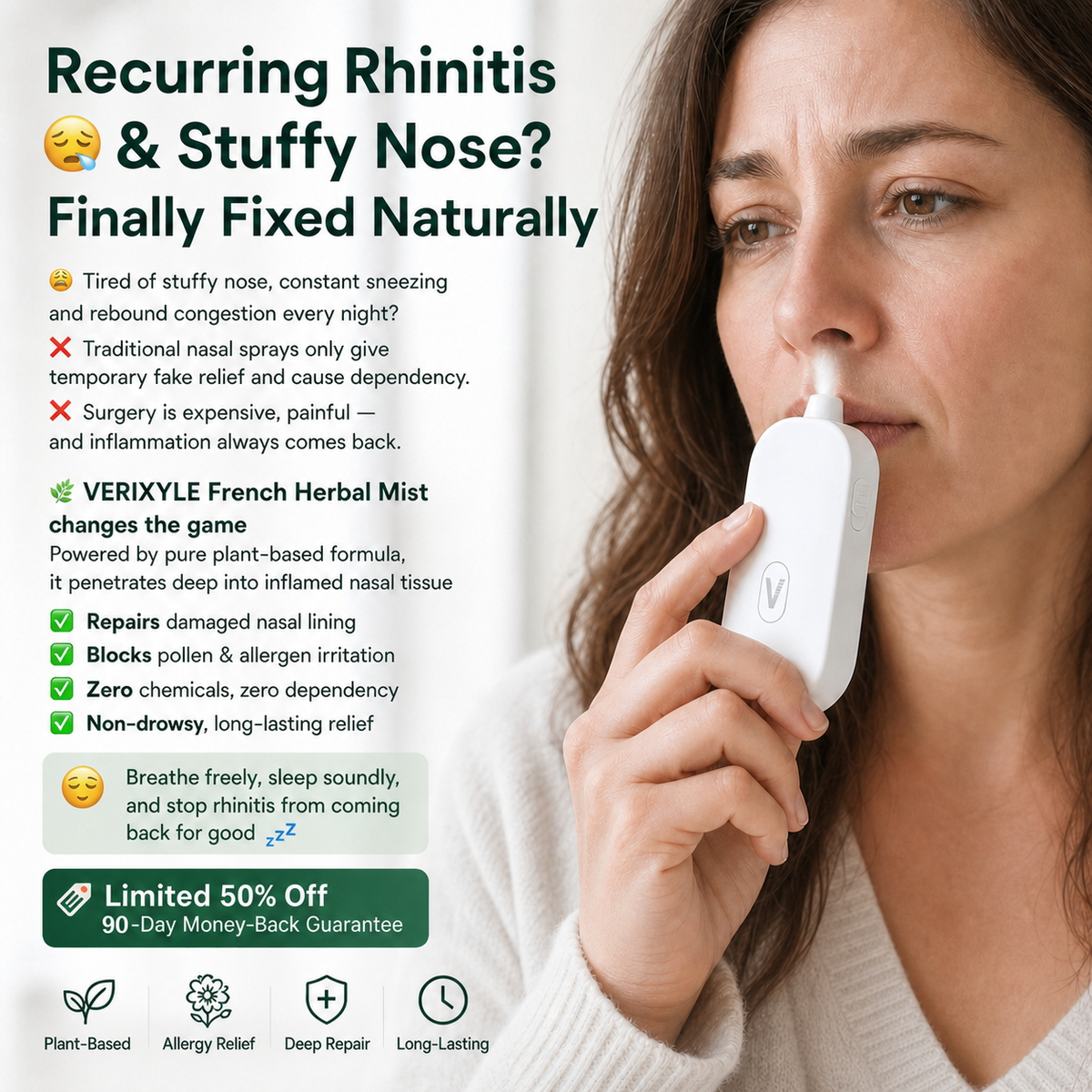 VERIXYLE® Herbal Nasal Nebulizer Set | Portable blend to improve allergy & rhinitis discomfort