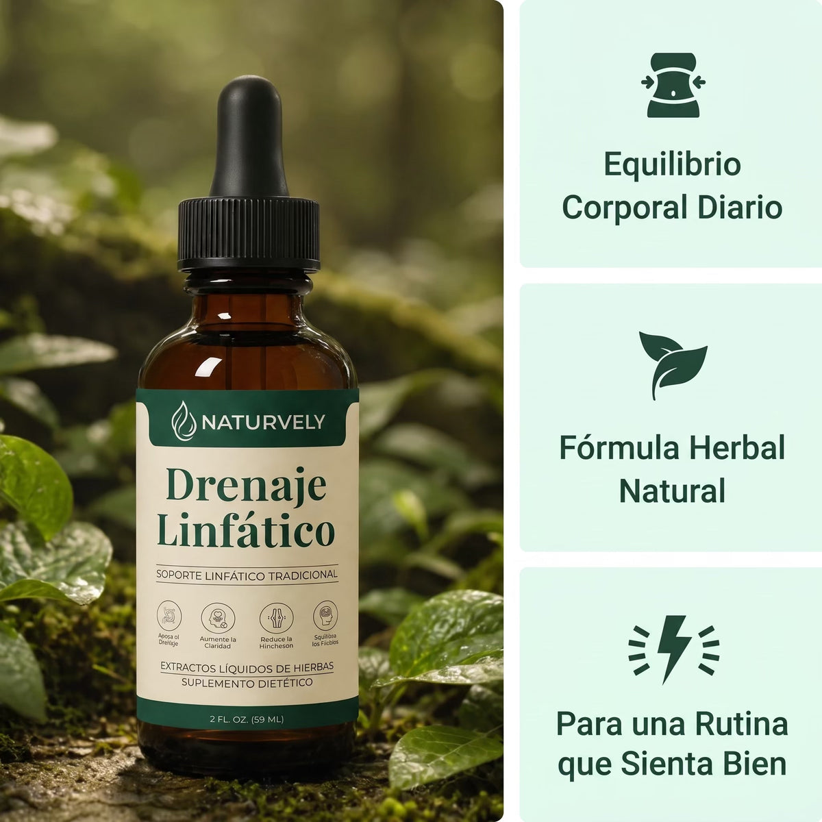 Gotas Herbales de Drenaje Linfático y Rentención de Líquidos - Naturvely