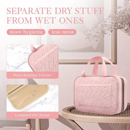 Large Toiletry Bag Travel Bag with Hanging Hook, Water-resistant Makeup Cosmetic Bag Travel Organizer for Accessories, Shampoo, Full Sized Container, Toiletries