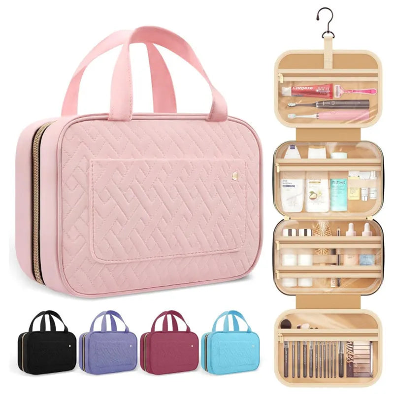 Large Toiletry Bag Travel Bag with Hanging Hook, Water-resistant Makeup Cosmetic Bag Travel Organizer for Accessories, Shampoo, Full Sized Container, Toiletries