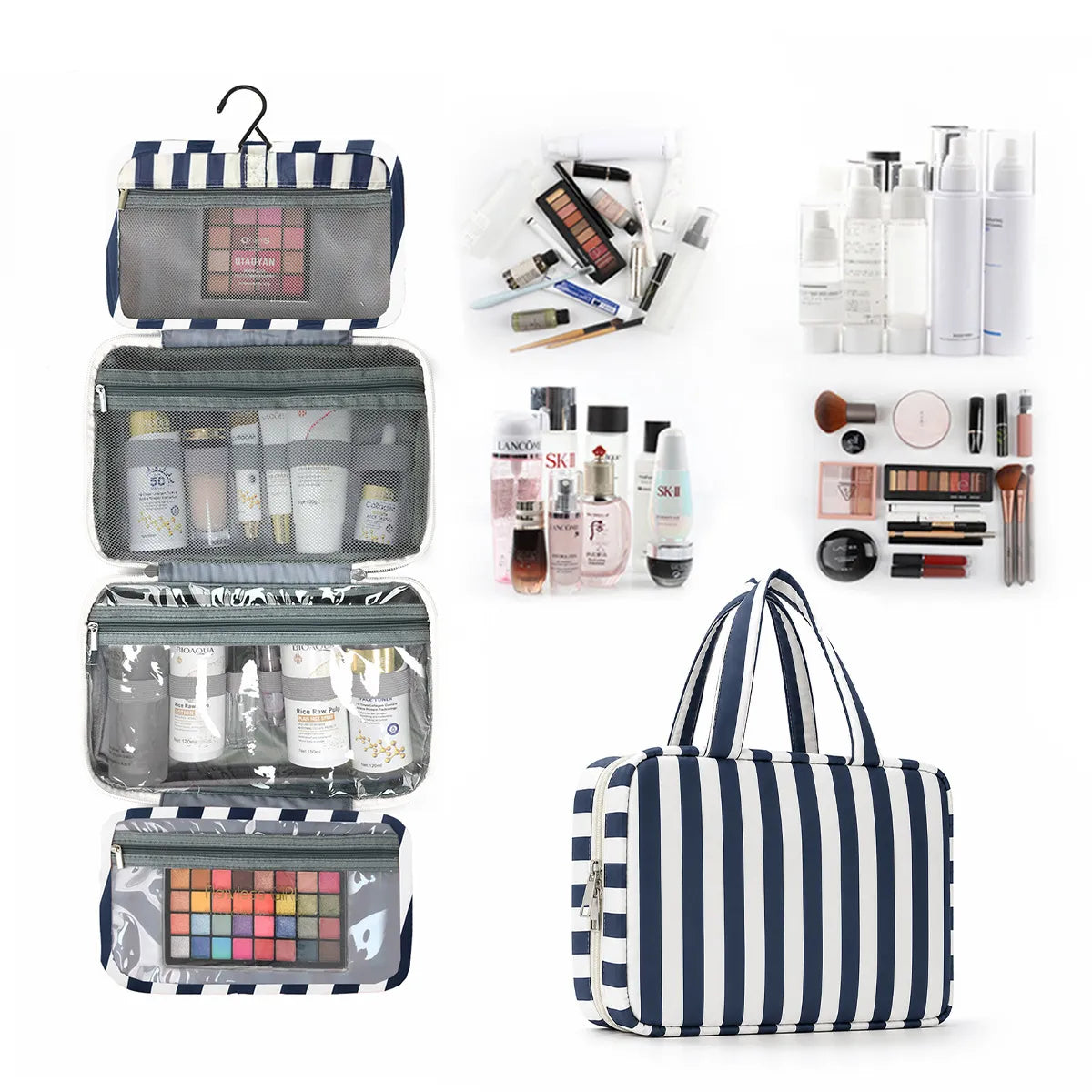 Large Toiletry Bag Travel Bag with Hanging Hook, Water-resistant Makeup Cosmetic Bag Travel Organizer for Accessories, Shampoo, Full Sized Container, Toiletries