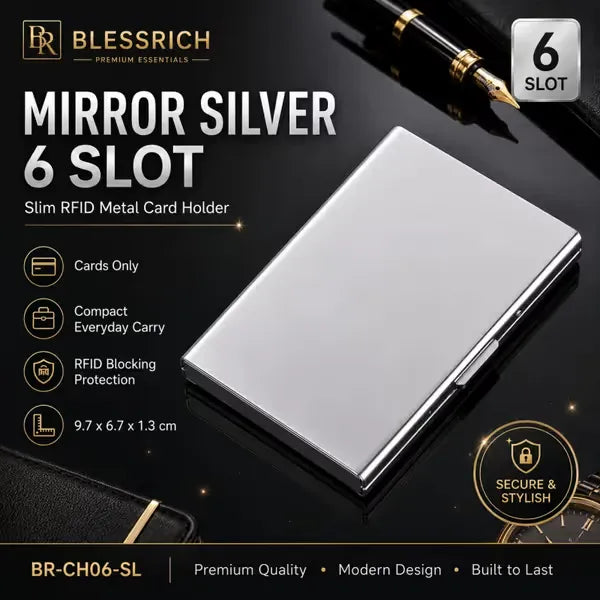🔥RFID Blocking Metal Card Holder, Ultra Slim Stainless Steel Business Credit Card Case 💳