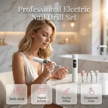 🥳Professional Electric Nail Polisher – Smooths thick nails, 99-speed display. Multiple heads for shaping & buffing. Salon at home! 🌟💎