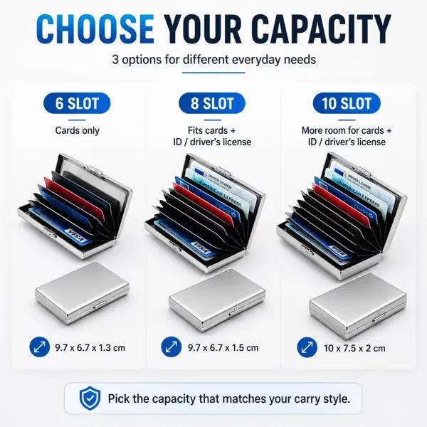🔥RFID Blocking Metal Card Holder, Ultra Slim Stainless Steel Business Credit Card Case 💳