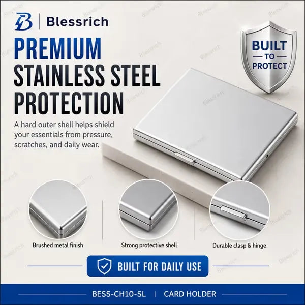 🔥RFID Blocking Metal Card Holder, Ultra Slim Stainless Steel Business Credit Card Case 💳