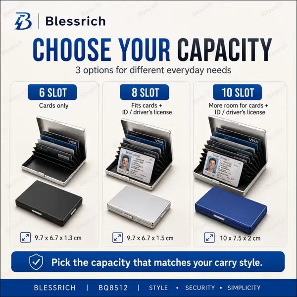 🔥RFID Blocking Metal Card Holder, Ultra Slim Stainless Steel Business Credit Card Case 💳