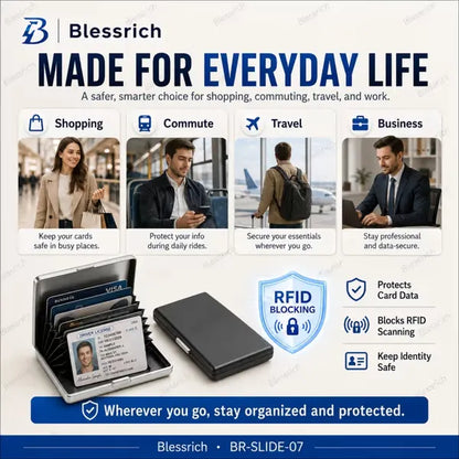 🔥RFID Blocking Metal Card Holder, Ultra Slim Stainless Steel Business Credit Card Case 💳