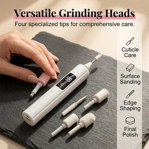 🥳Professional Electric Nail Polisher – Smooths thick nails, 99-speed display. Multiple heads for shaping & buffing. Salon at home! 🌟💎