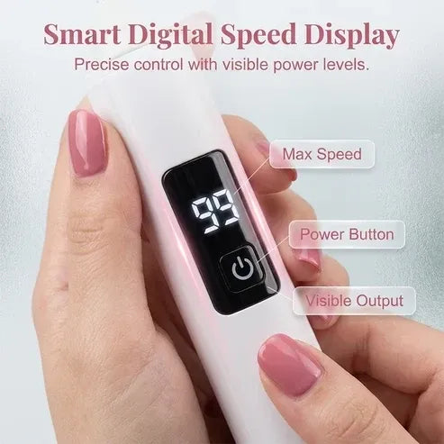 🥳Professional Electric Nail Polisher – Smooths thick nails, 99-speed display. Multiple heads for shaping & buffing. Salon at home! 🌟💎