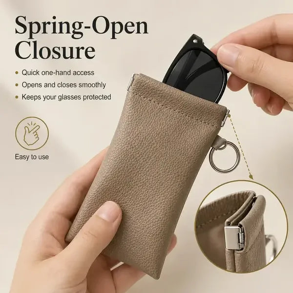 🏆75K+ SOLD!🕶️Soft PU Leather Sunglasses Pouch Elastic Opening Eyeglasses Bag