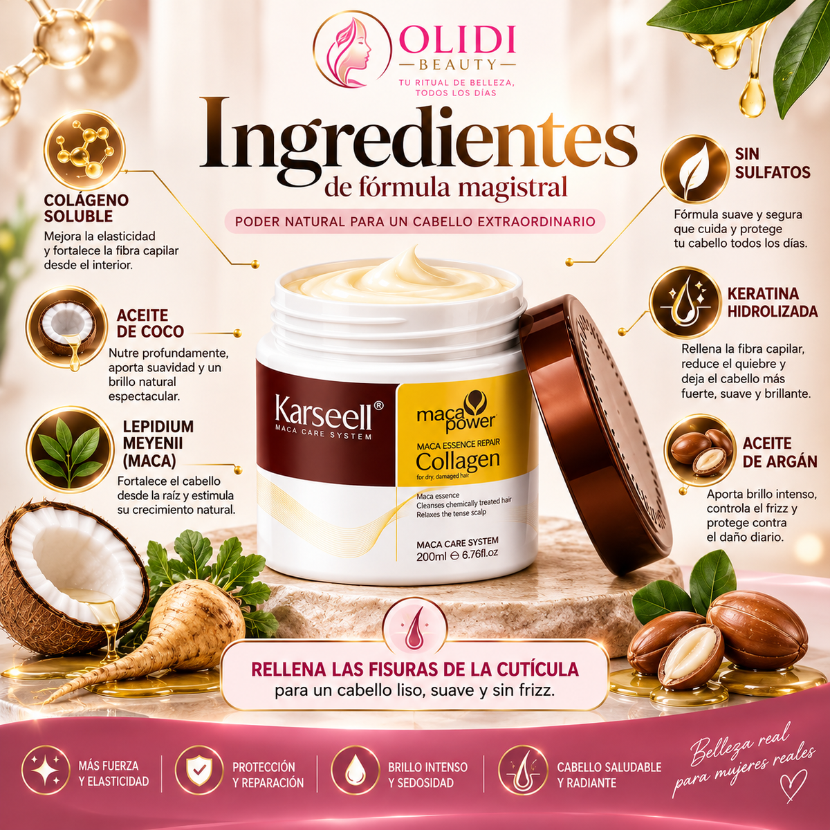 💆‍♀️ Mascarilla Capilar Reparadora con Colágeno 200ml | Cabello Suave, Brillante y Sin Frizz ✨🔥