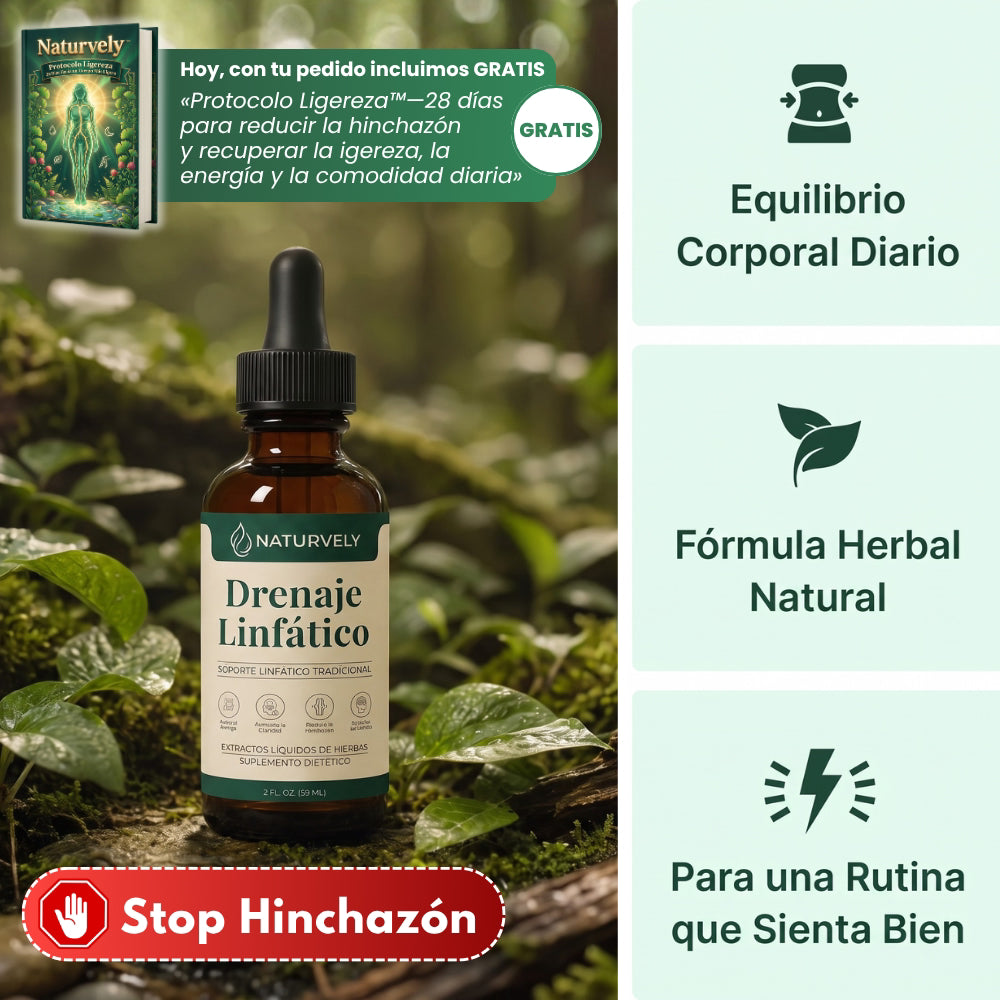 Gotas Herbales de Drenaje Linfático y Rentención de Líquidos - Naturvely