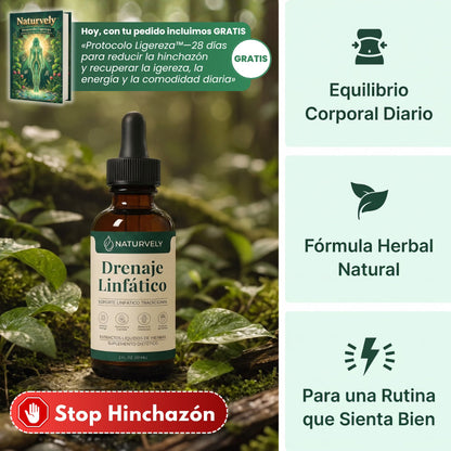 Gotas Herbales de Drenaje Linfático y Rentención de Líquidos - Naturvely