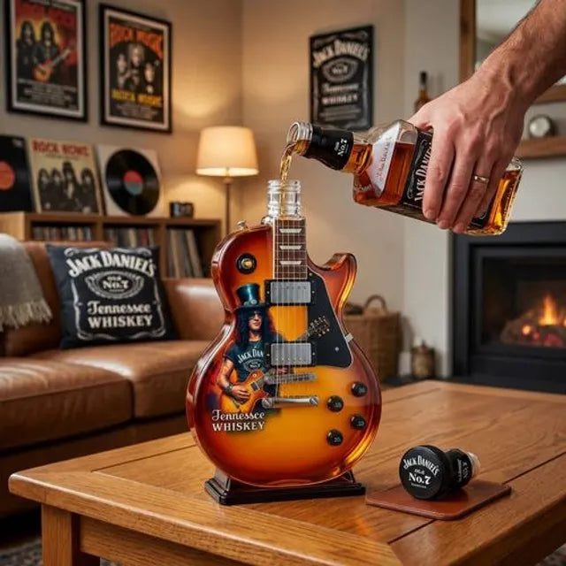 🎁 Father’s Day 50% OFF 👨‍🎤🤘Appetite for Rock: Vintage Sunburst Guitar Figurine Spirit Bottle🎸✨