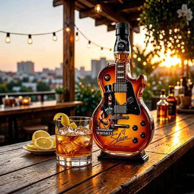 🎁 Father’s Day 50% OFF 👨‍🎤🤘Appetite for Rock: Vintage Sunburst Guitar Figurine Spirit Bottle🎸✨