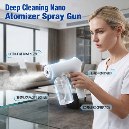 📢📢50% OFF !! ⏰ Cordless Nano Atomizer – Touchless Disinfecting, Blue Light – For Home, Office & Car 🏠
