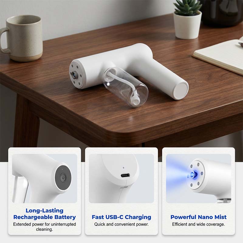 📢📢50% OFF !! ⏰ Cordless Nano Atomizer – Touchless Disinfecting, Blue Light – For Home, Office & Car 🏠