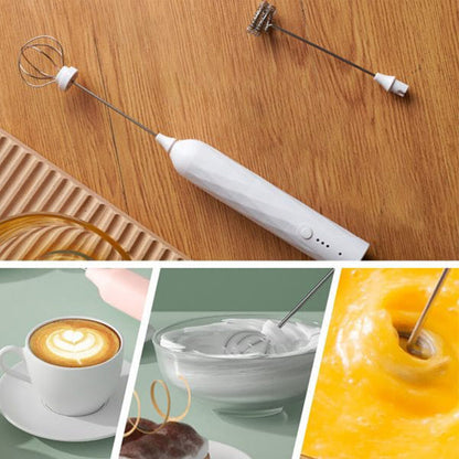 ☕ 50% OFF NOW! 🌀 Handheld Milk Frother – 3 Speeds, USB Rechargeable & 2 Whisks 🥛