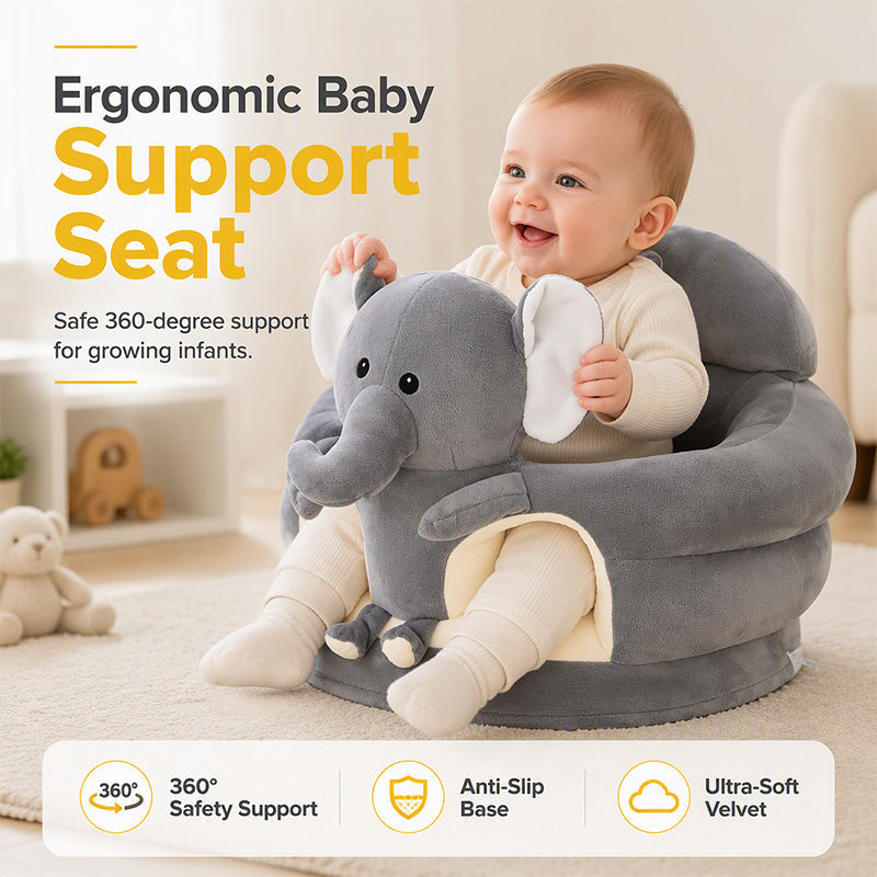 🐻 50% OFF! 🛋️ Anti-Roll Cartoon Baby Sofa – Stable backrest, soft plush & non-slip base – Safe seat for play and rest ✨