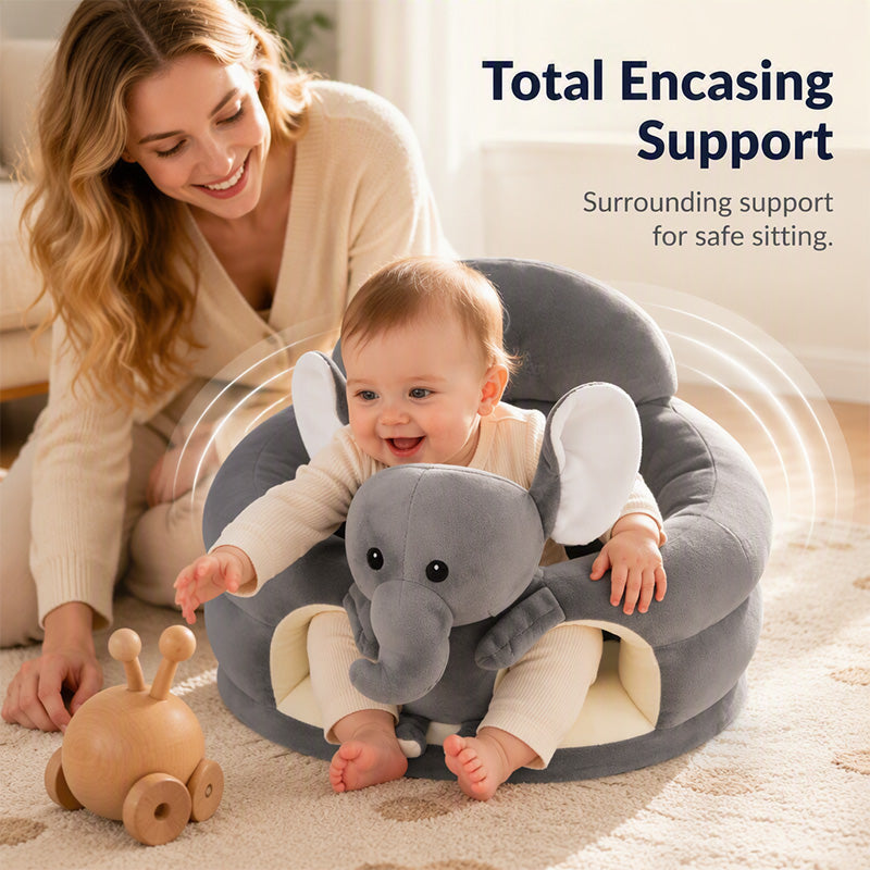 🐻 50% OFF! 🛋️ Anti-Roll Cartoon Baby Sofa – Stable backrest, soft plush & non-slip base – Safe seat for play and rest ✨