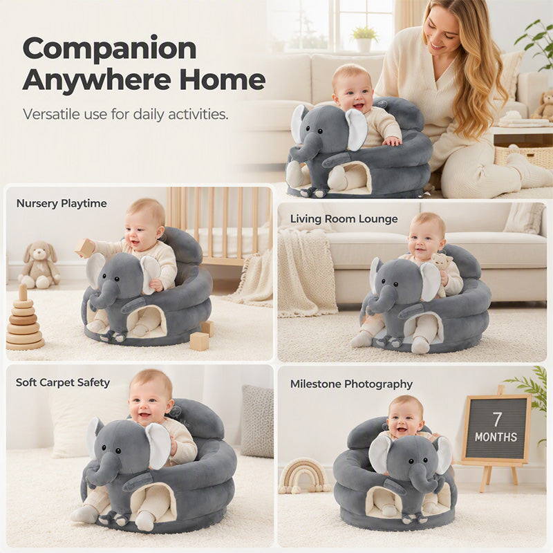 🐻 50% OFF! 🛋️ Anti-Roll Cartoon Baby Sofa – Stable backrest, soft plush & non-slip base – Safe seat for play and rest ✨