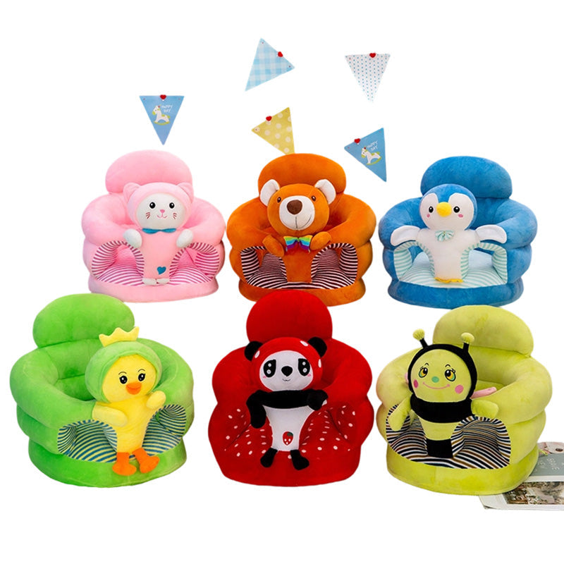 🐻 50% OFF! 🛋️ Anti-Roll Cartoon Baby Sofa – Stable backrest, soft plush & non-slip base – Safe seat for play and rest ✨