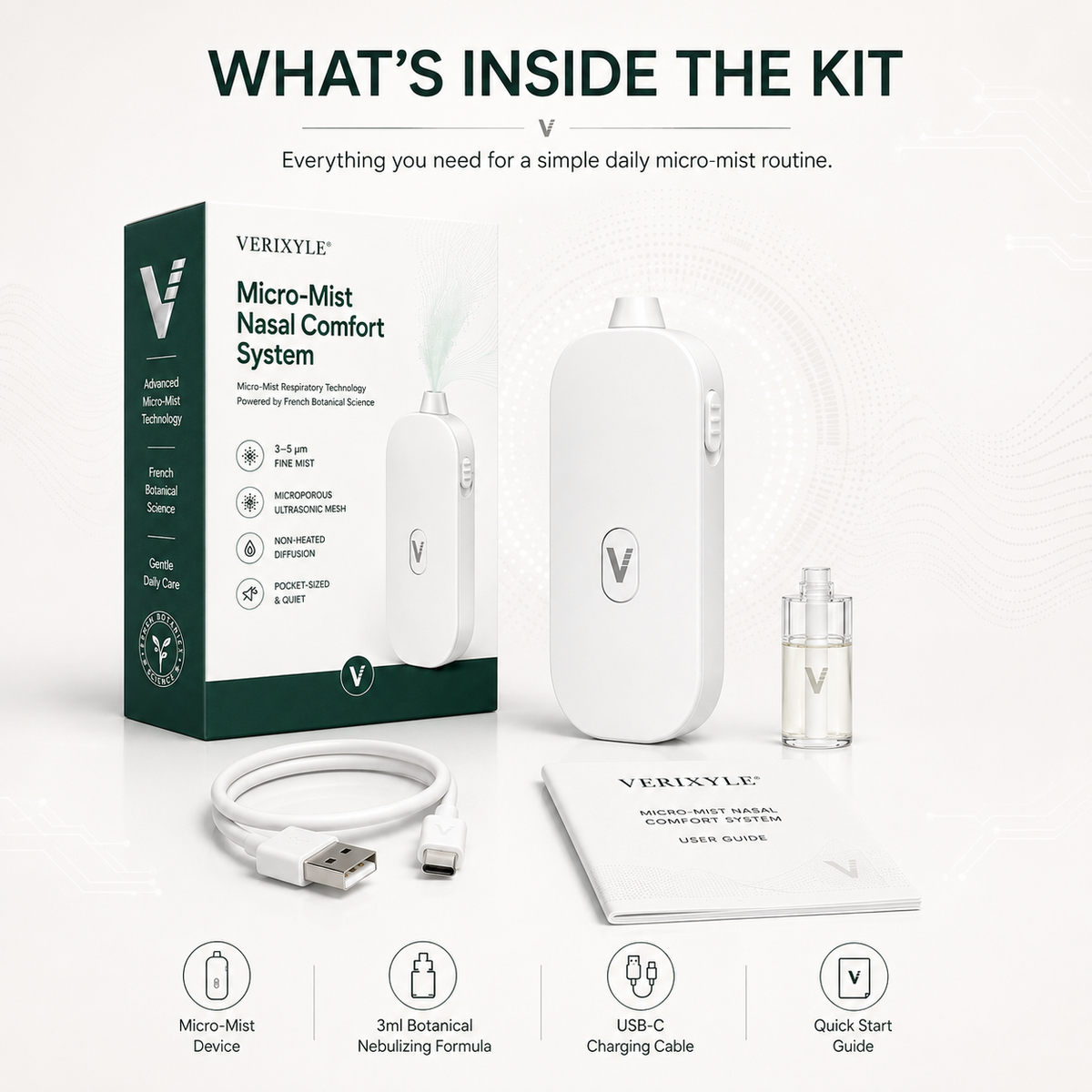 VERIXYLE® Herbal Nasal Nebulizer Set | Portable blend to improve allergy & rhinitis discomfort